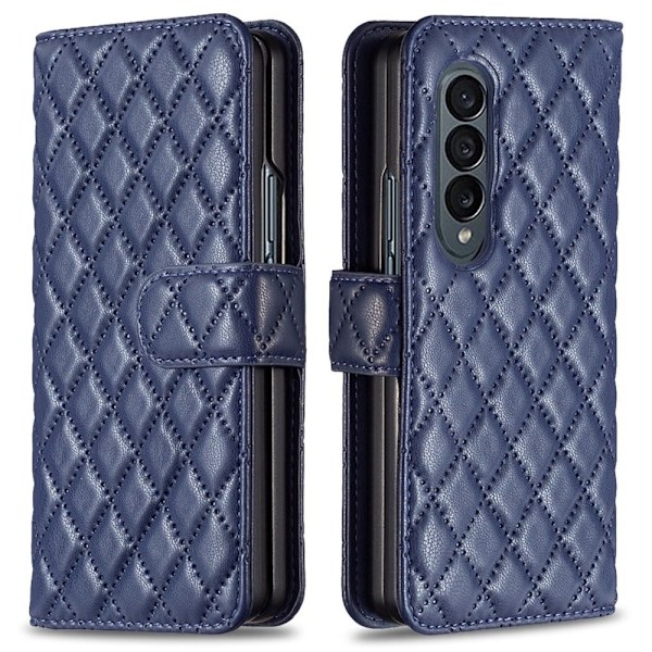 Rhombus mat Samsung Galaxy Z Fold3 5G flip etui - Blå Blue