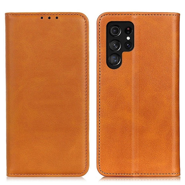 Äkta läder Samsung Galaxy S23 Ultra fodral - Brun Brun