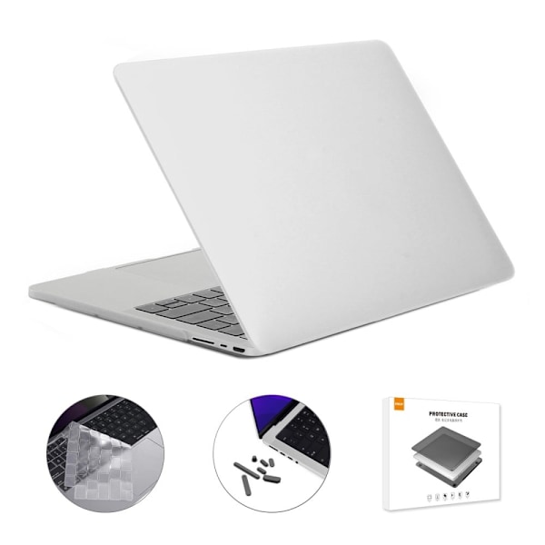 HAT PRINCE MacBook Pro 16 M1 / M1 Max (A2485, 2021) laptop- och tangentbordsskydd med dammskyddspluggar - Vit Vit