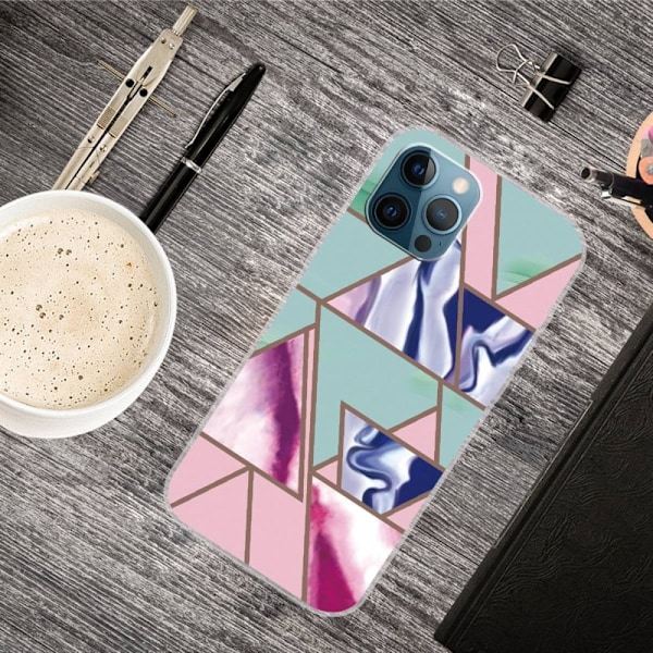 Marble design iPhone 14 Pro Max cover - Trekant Blitz Mønster Multicolor