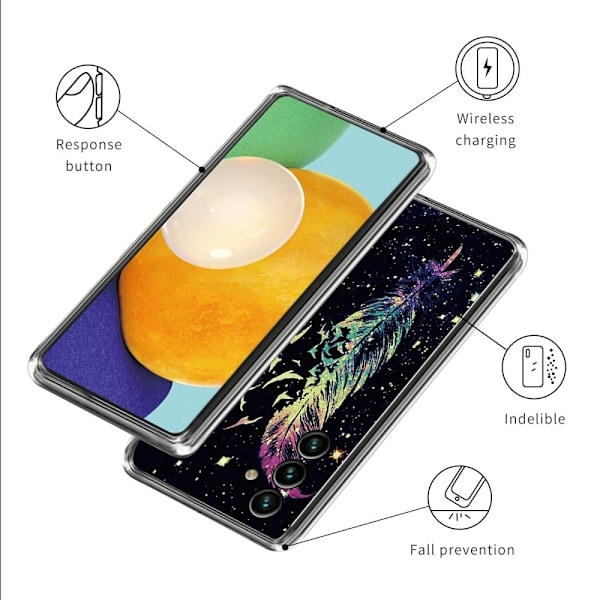 Deco Samsung Galaxy A34 5G Etui - Fjer Multicolor