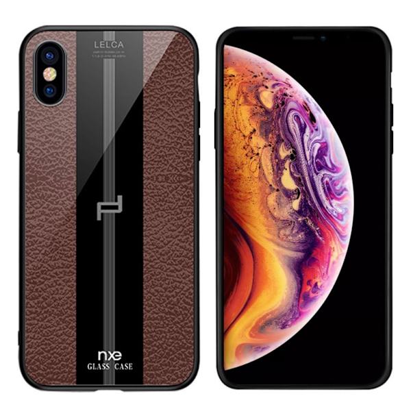 NXE LELCA iPhone XS etui med teksturmønster - Kaffe Brown
