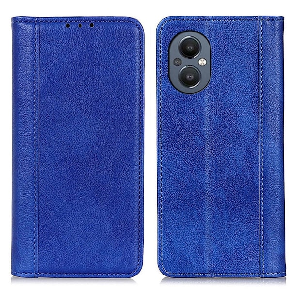Äkta läder OnePlus Nord N20 5G fodral med magnetisk stängning Blå