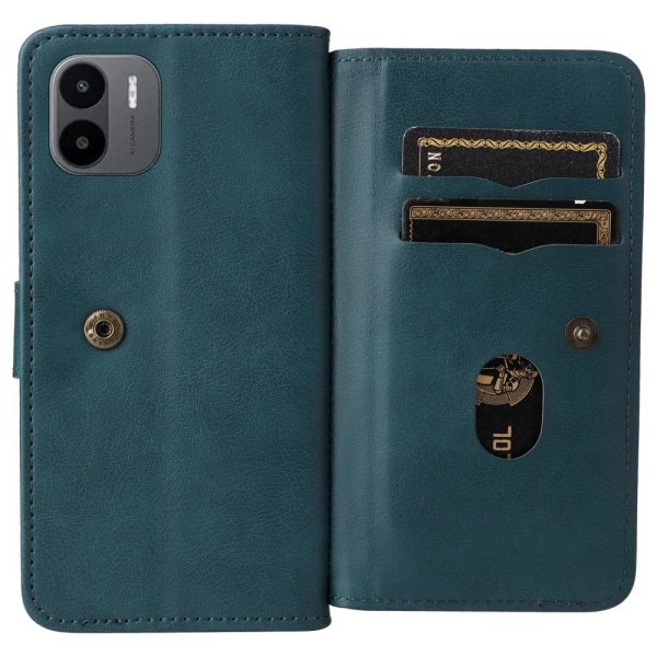 10-slot Lompakko Suojakotelo For Xiaomi Redmi A1 - Mustanvihreä Green
