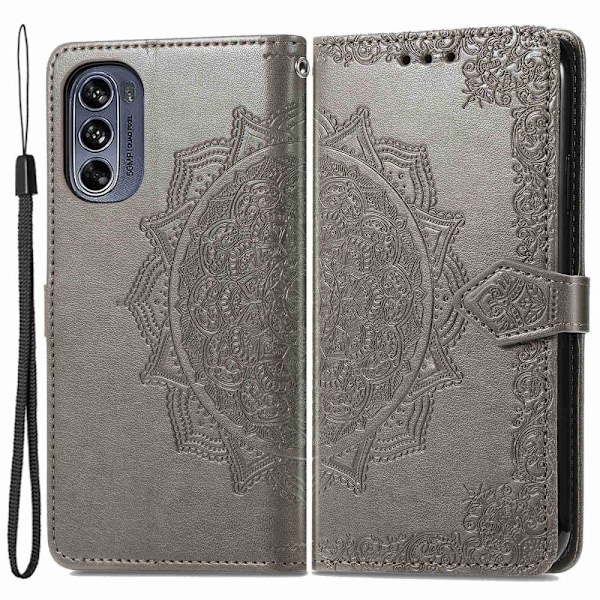 Mandala Motorola Moto G62 5g Flip Etui - Grå Silver grey