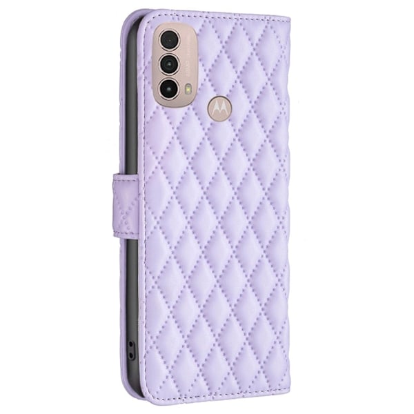 Rhombus Mønster Matte Flip Case til Motorola Moto E30 / E40 - Lilla Purple