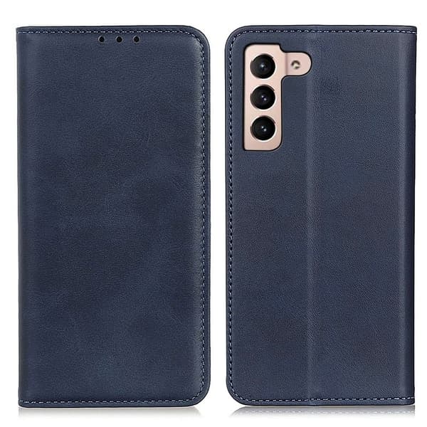 Flip Etui med Pung i Ekte Lær til Samsung Galaxy S22 Plus - Blå Blue