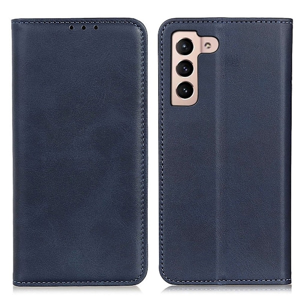 Wallet-style Genuine Leather Flipcase For Samsung Galaxy S22 Plus - Sininen Blue