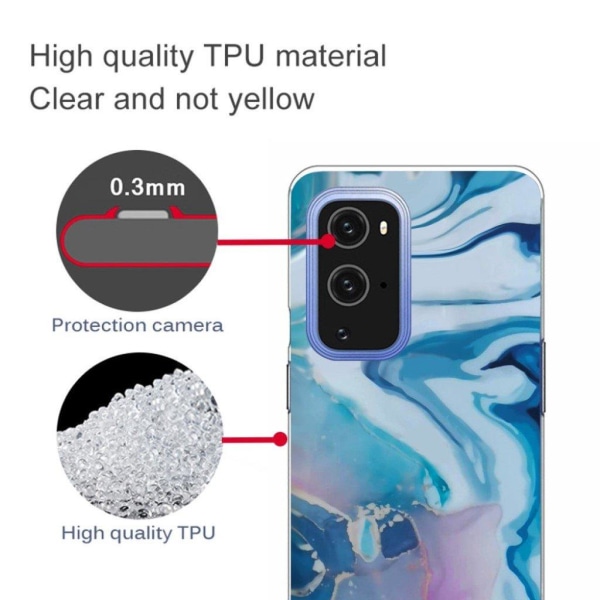 Marble design OnePlus 9 Pro cover - Blåt Stænk Blue