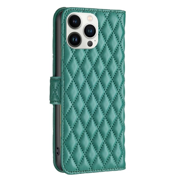 Rhombus mat iPhone 13 Pro Max flip etui - Grøn Green