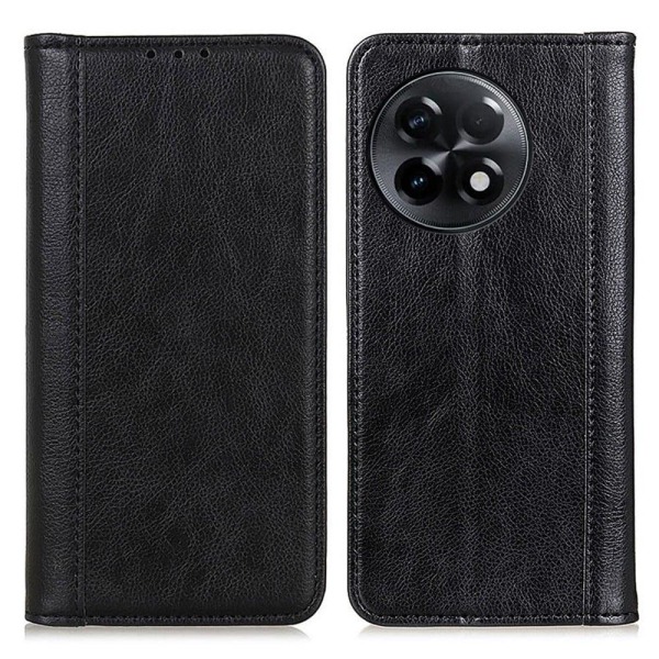 OnePlus 11R / OnePlus Ace 2 ægte læderetui med magnetisk lukning - Sort Black