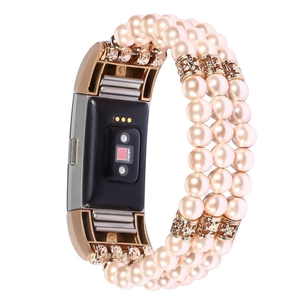 Fitbit Charge 2 stretchy perle jewelry Urrem - Lyserød Pink