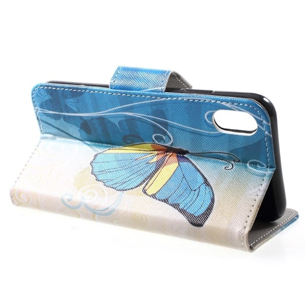 Butterfly läder iPhone Xs Max fodral - Blå Blå