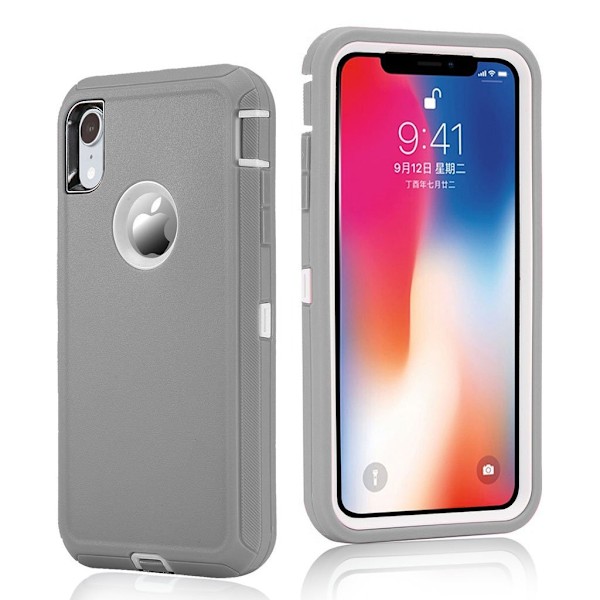 Stødsikkert kombinationsetui til iPhone Xr - Grå/Hvid Multicolor
