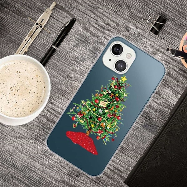Julfodral till iPhone 14 Plus - Julgran Med Presenter Grön