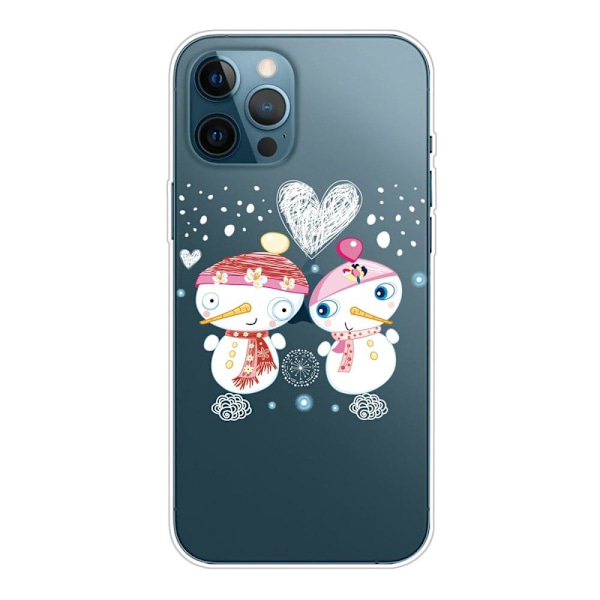 Julfodral till iPhone 14 Pro - Snögubbe Par Vit