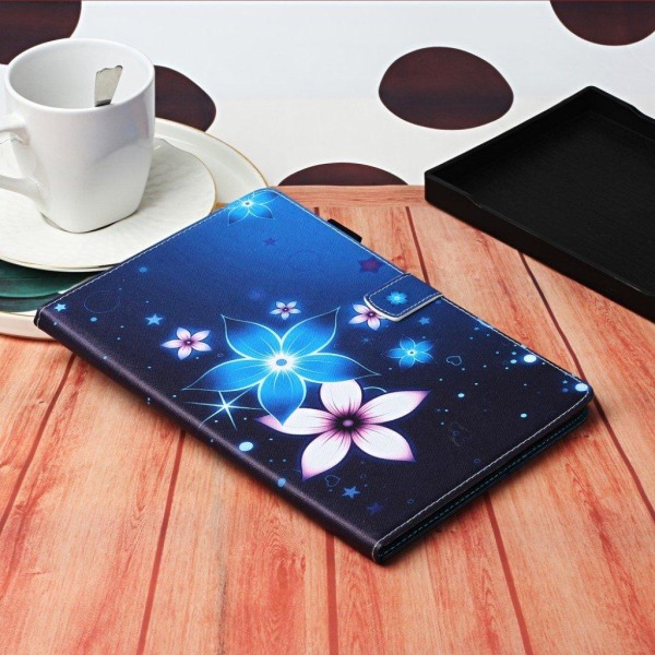 iPad 10.2 (2019) vibrant pattern printing leather case - Flower Blå