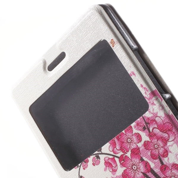 Moberg View Huawei Ascend P8 Læder Flip Etui - Træ I Blomst Multicolor