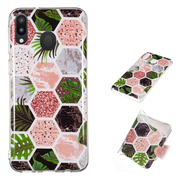 Marmormotiv Samsung Galaxy M20 skal - Mönster Med Flera Hexagoner multifärg