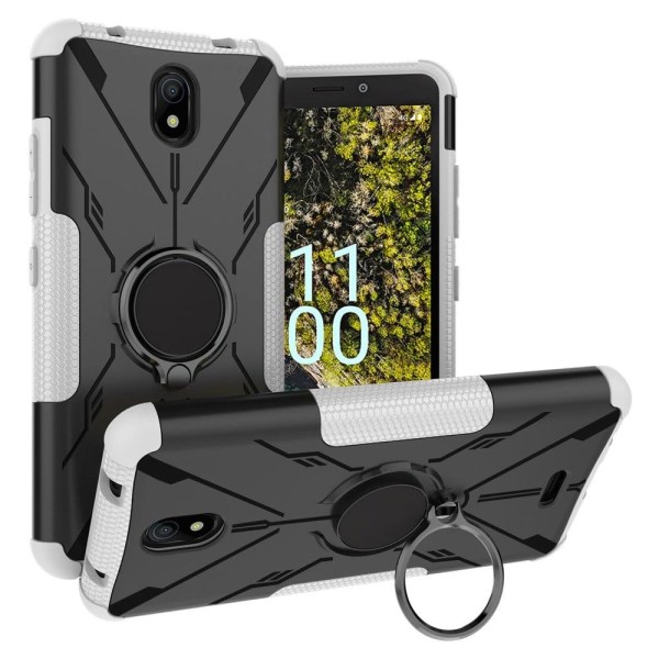 Kickstand cover with magnetic sheet for Nokia C100 - White Vit