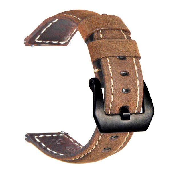 Samsung Gear S3 Frontier / S3 Classic klockarmband i äkta läder - Khaki / Svart Spänne Svart