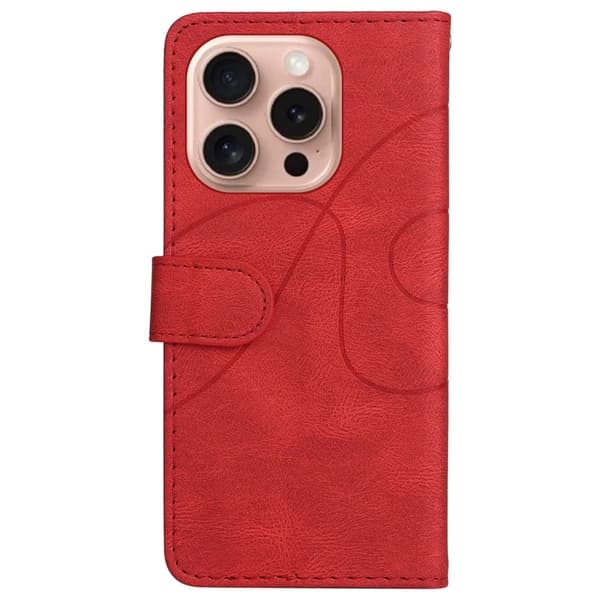 Tekstureret iPhone 16 Pro læderetui med rem - Rød Red