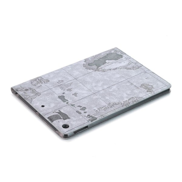 iPad 10.2 (2021) / (2020) / (2019) cool map pattern leather flip Silver grey