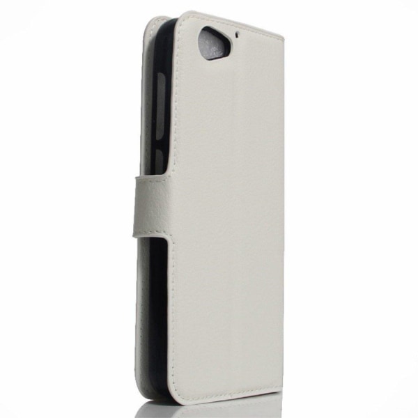 HTC A9s Litsi Pintainen Nahkakotelo Lompakko - Valkoinen White