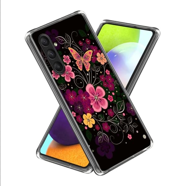 Deco Samsung Galaxy S23 FE deksel - Blomst Og Sommerfugl Pink