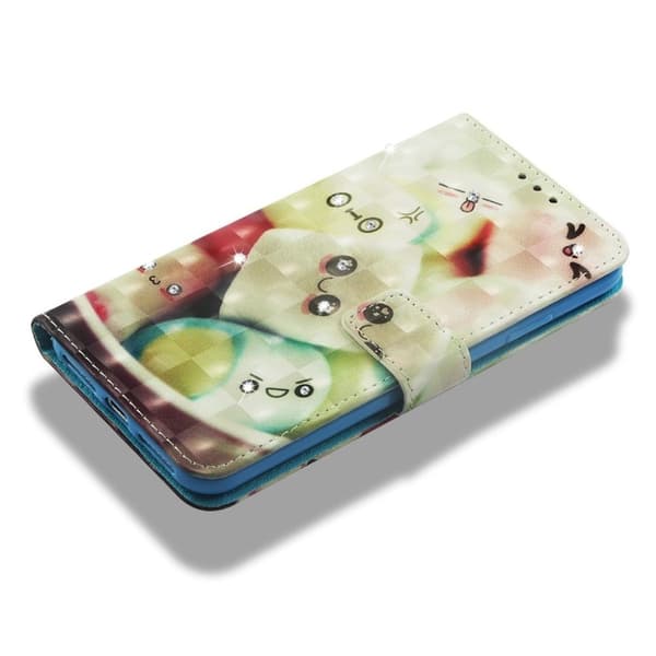 iPhone Xs Max flip cover i læder med rhinstenmønster - Cotton Candy Multicolor