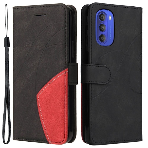 Tekstureret Læder Etui med Strop TilMotorola Moto G51 5G - Sort Black
