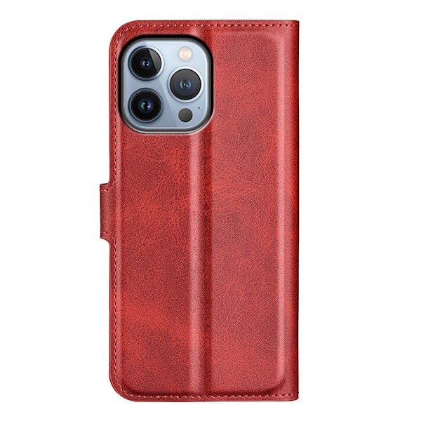 Hållbart konstläder iPhone 14 Pro fodral med plånbok - Röd Röd