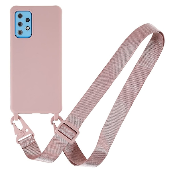 Tyndt TPU-etui med mat finish og justerbar strop til Samsung Galaxy A72 5G - Dyb Pink Pink
