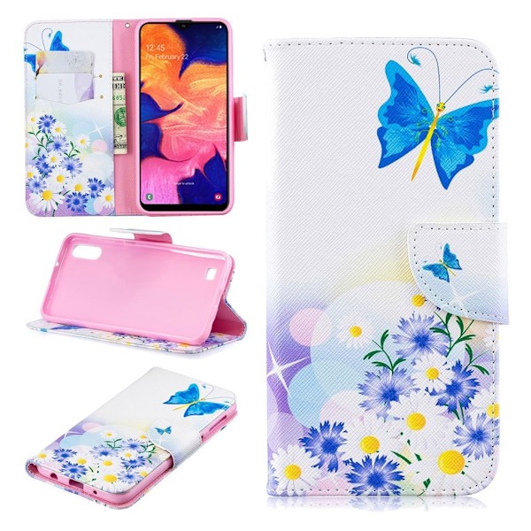 Wonderland Samsung Galaxy A10 kotelot - Blå Sommerfugl og Blomster Multicolor