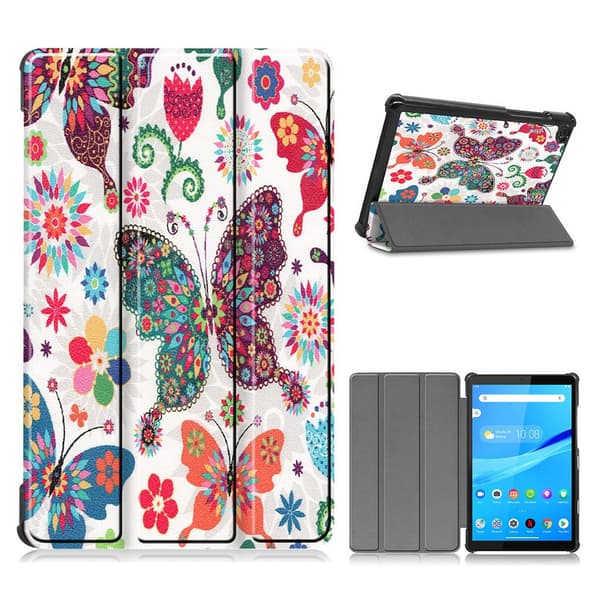 Lenovo Tab M8 tri-fold mønster læder flip case - Sommerfugl Multicolor