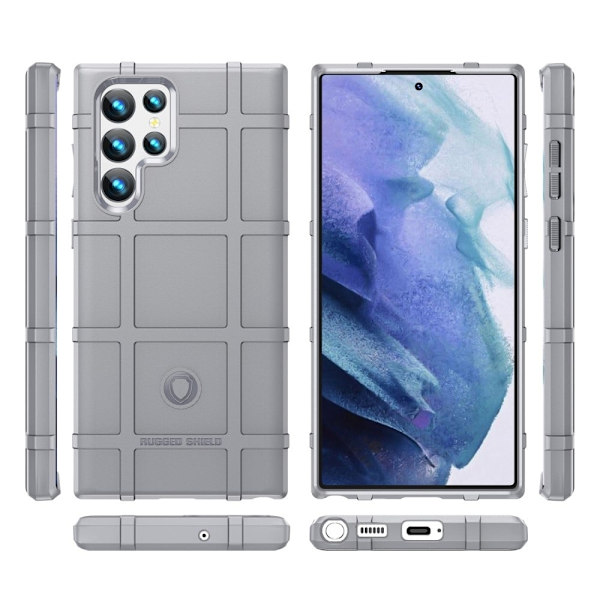 Rugged Shield Etui Samsung Galaxy S22 Ultra - Grå Silver grey