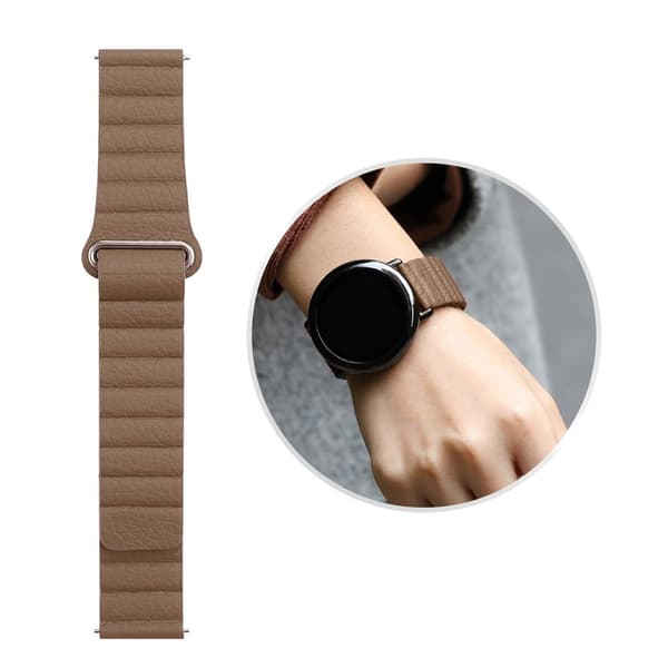 Garmin Vivomove 3S ægte læder Urrem - Khaki Brown