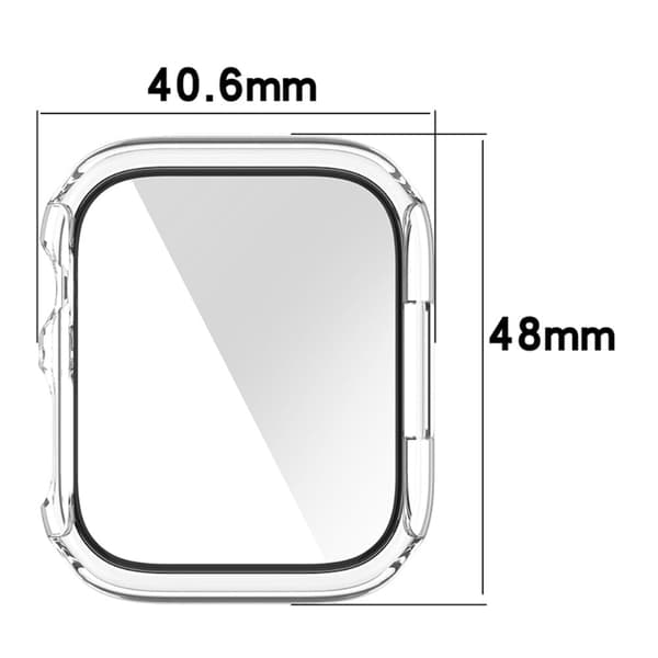 Apple Watch (45mm) protective cover + tempered glass screen protector - Transparent White Transparent