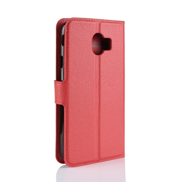 Samsung Galaxy J4 (2018) litchi tekstur læder flip etui - Rød Red
