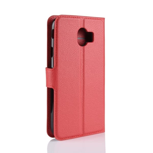 Samsung Galaxy J4 (2018) litchi tekstur lær flipetui - rød Red