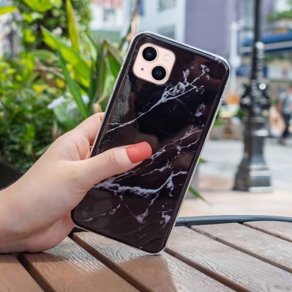 Marble iPhone 14 Etui - Svart Black