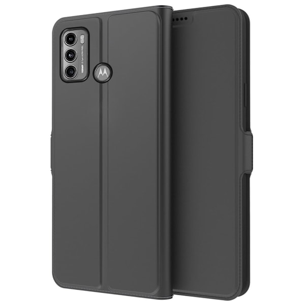 Sileä ja ohut premium-PU-nahkakotelo Motorola Moto G60 - Musta Black