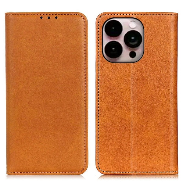 Äkta läder iPhone 14 Pro Max fodral - Brun Brun