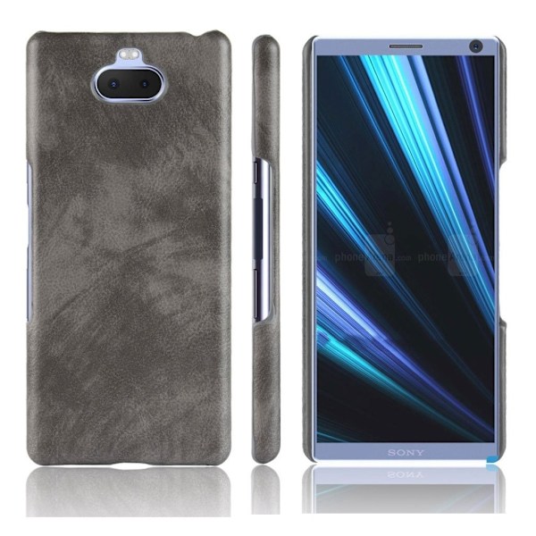 Sony Xperia 10 Plus litchi belagt etui - Grå Silver grey
