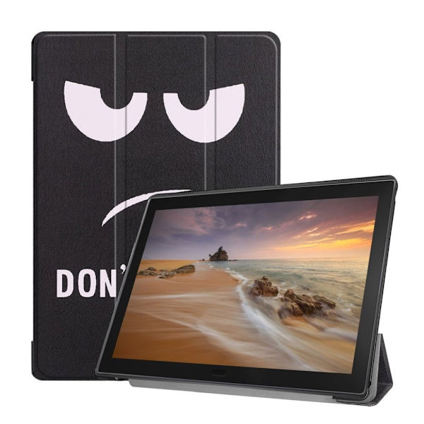 Lenovo Tab E10 trefold mønster læder flip etui - Do Not Touch Me Multicolor