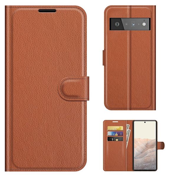 Klassisk Google Pixel 6 Pro flip etui - Brun Brown