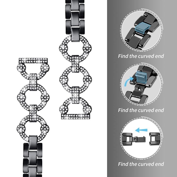 Samsung Galaxy Watch 5 / 4 urrem med rhinestone-dekor - Sort Black