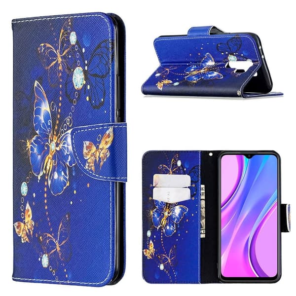 Wonderland Xiaomi Redmi 9 Flippetui - Pen Sommerfugl Blue