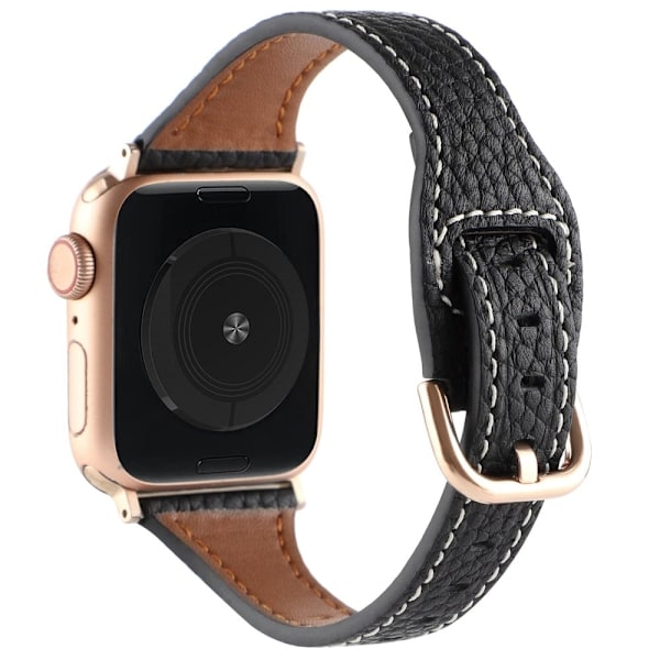 Apple Watch Series 8 (45mm) / Watch Ultra klockarmband i äkta läder - Svart Svart
