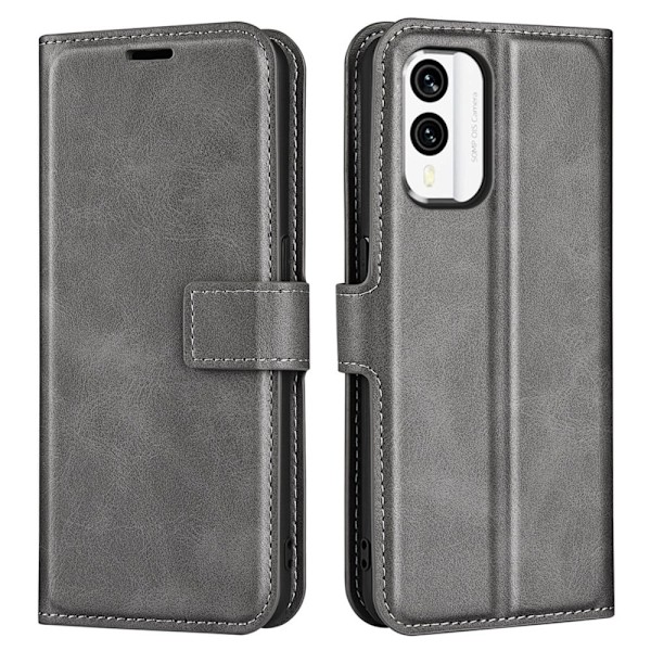 Hållbart konstläder Nokia X30 fodral med plånbok - Silver/Grå Silvergrå